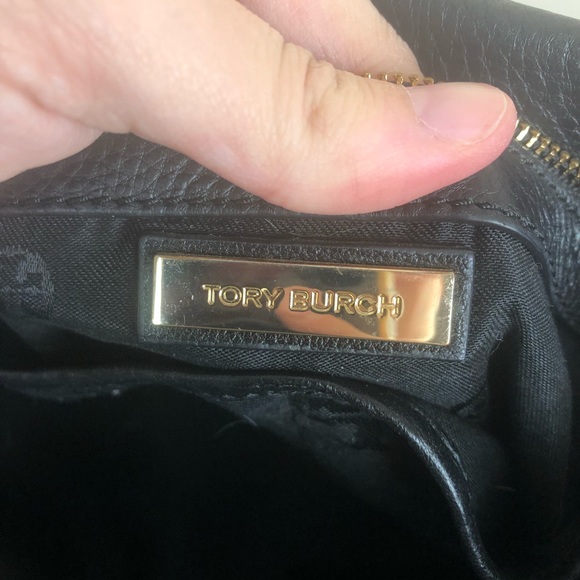 Tory Burch black leather shoulder bag big logo - Picture 6 of 8